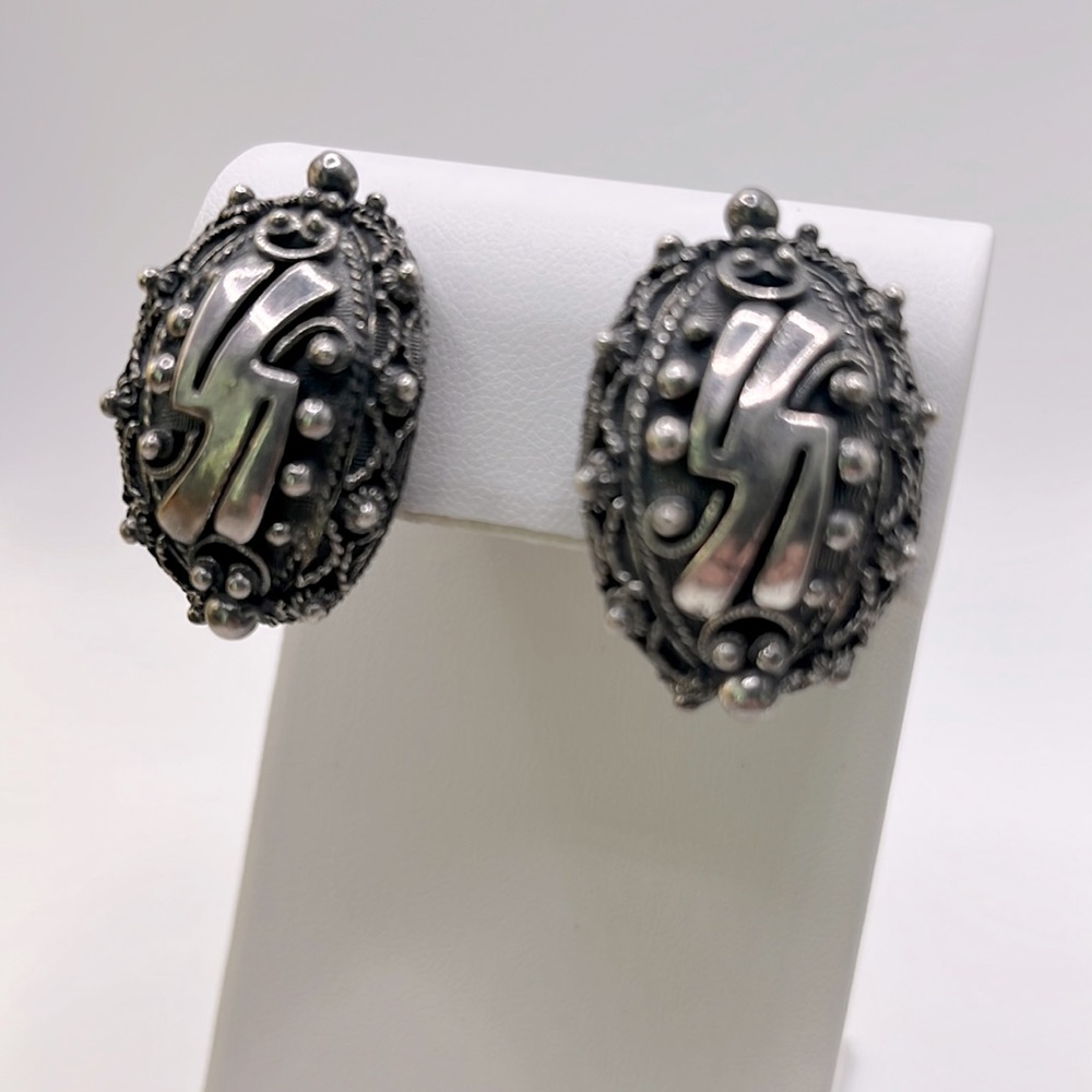 Botticelli Etruscan silver earrings clip on